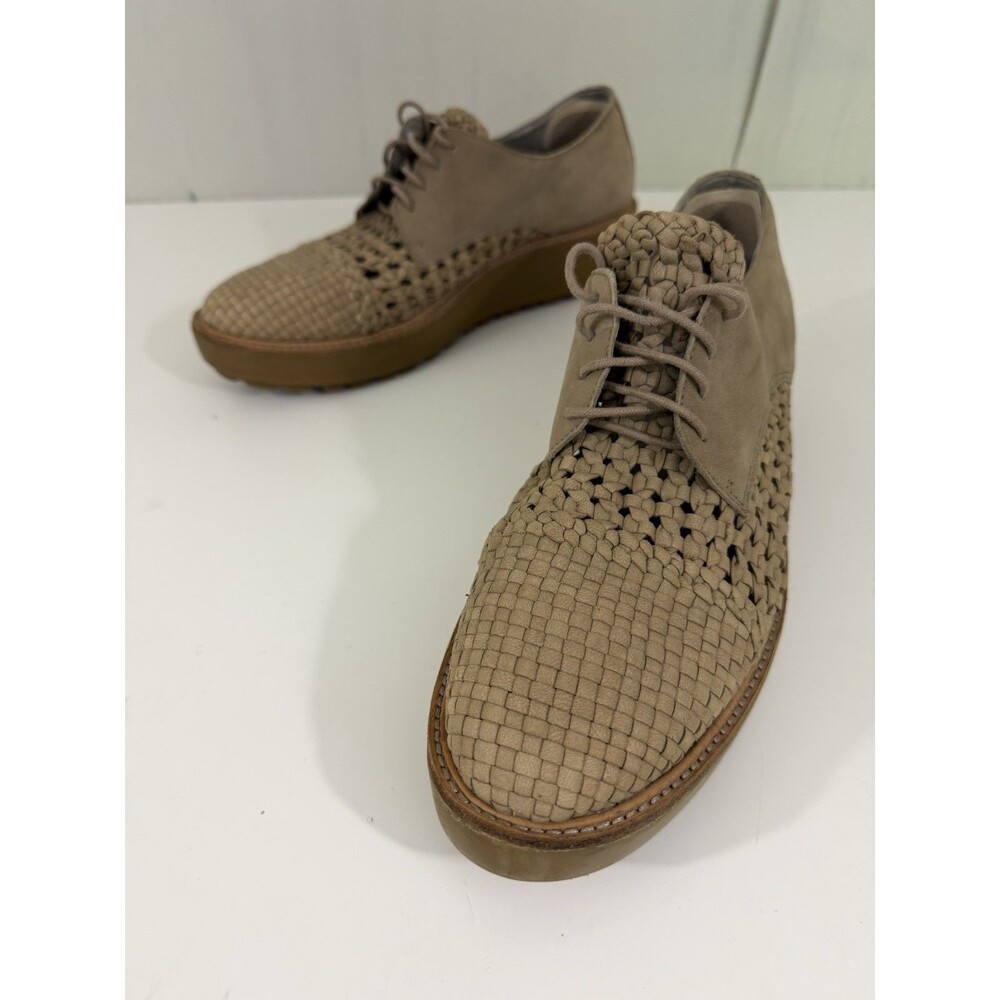 Eileen Fisher Oath Woven Oxfords Sz 10 Wedge Leather Lug Sole Platform Shoes